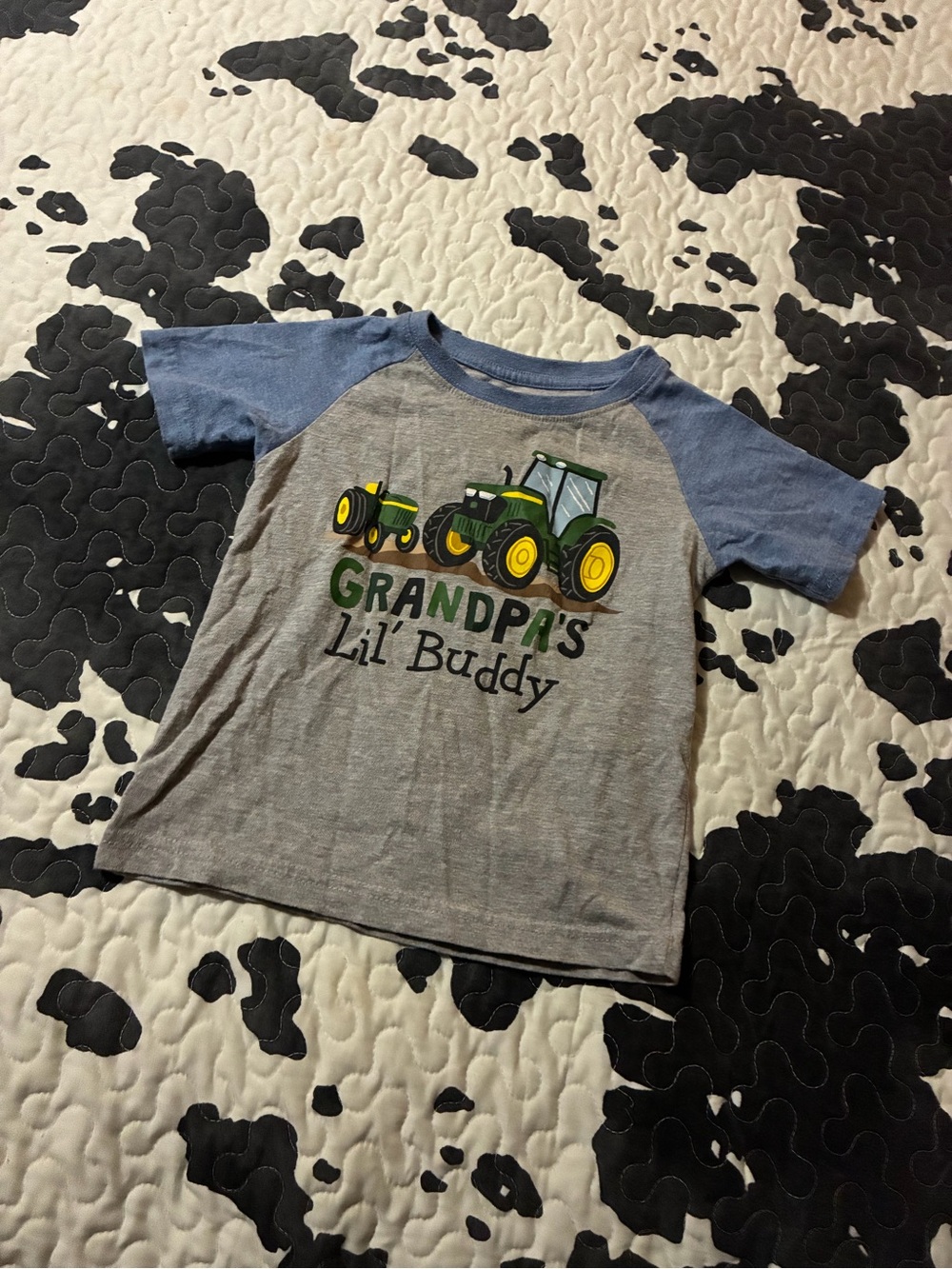 Gray & Blue 'Grandpa's Lil' Buddy' Tractor Tee